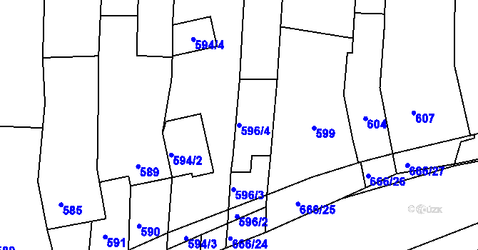 Parcela st. 596/4 v KÚ Sivice, Katastrální mapa
