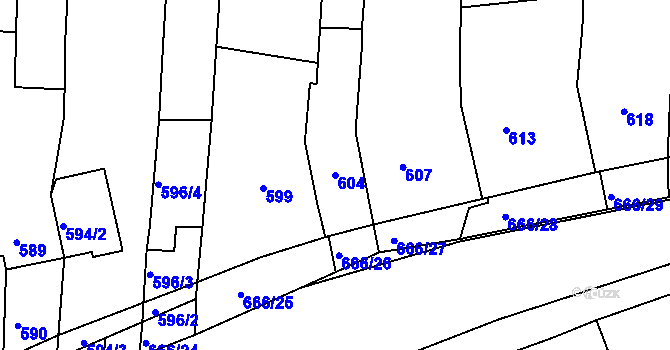 Parcela st. 604 v KÚ Sivice, Katastrální mapa