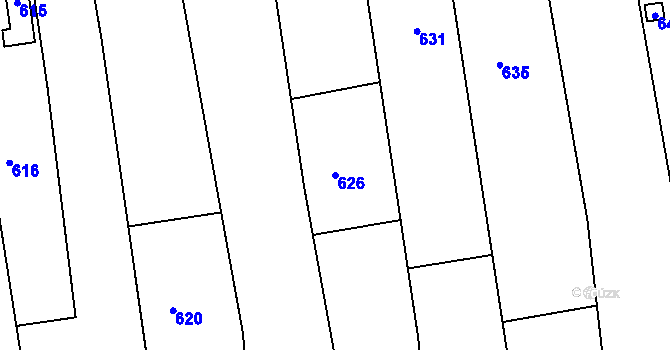 Parcela st. 626 v KÚ Sivice, Katastrální mapa
