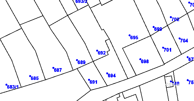 Parcela st. 692 v KÚ Sivice, Katastrální mapa