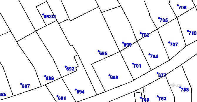 Parcela st. 695 v KÚ Sivice, Katastrální mapa