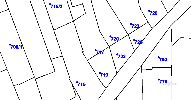Parcela st. 717 v KÚ Sivice, Katastrální mapa