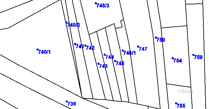 Parcela st. 744 v KÚ Sivice, Katastrální mapa