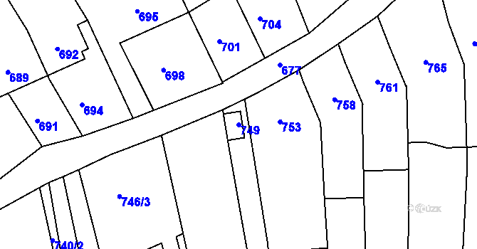 Parcela st. 749 v KÚ Sivice, Katastrální mapa