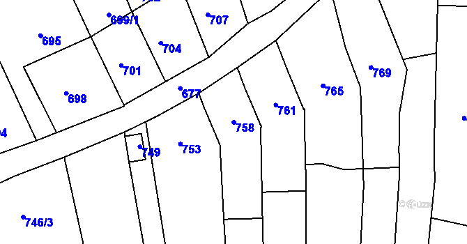 Parcela st. 758 v KÚ Sivice, Katastrální mapa
