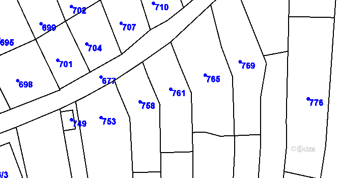 Parcela st. 761 v KÚ Sivice, Katastrální mapa
