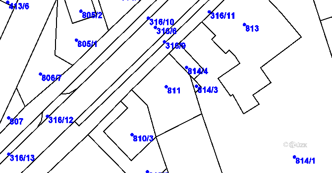 Parcela st. 811 v KÚ Sivice, Katastrální mapa