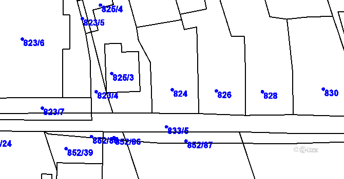 Parcela st. 824 v KÚ Sivice, Katastrální mapa