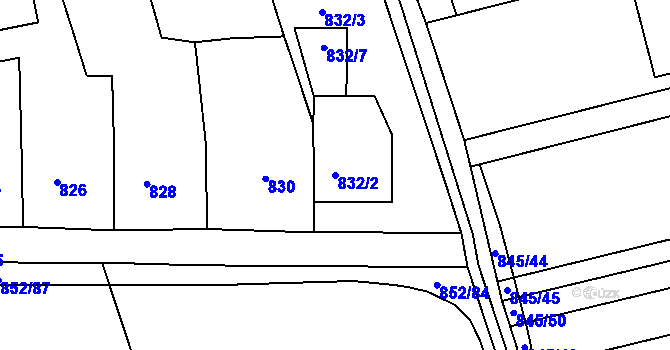Parcela st. 832/2 v KÚ Sivice, Katastrální mapa