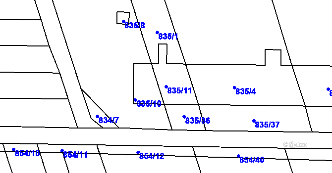 Parcela st. 835/11 v KÚ Sivice, Katastrální mapa