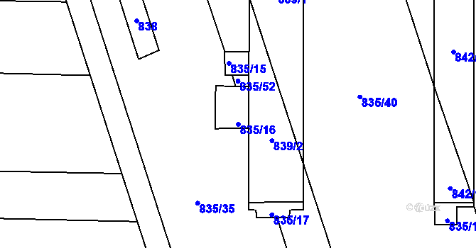 Parcela st. 835/16 v KÚ Sivice, Katastrální mapa