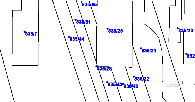 Parcela st. 835/27 v KÚ Sivice, Katastrální mapa