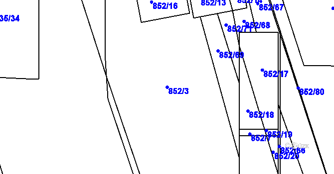Parcela st. 852/3 v KÚ Sivice, Katastrální mapa