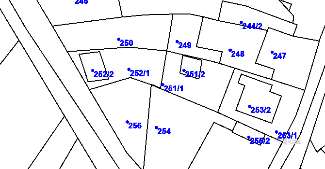 Parcela st. 251/1 v KÚ Sivice, Katastrální mapa