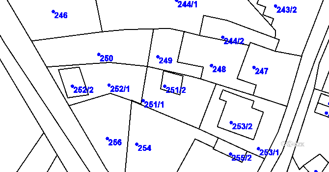 Parcela st. 251/2 v KÚ Sivice, Katastrální mapa