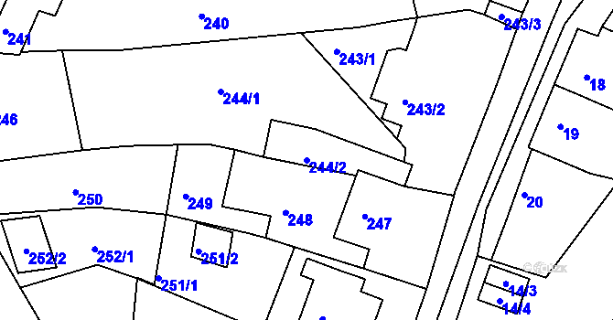 Parcela st. 244/2 v KÚ Sivice, Katastrální mapa