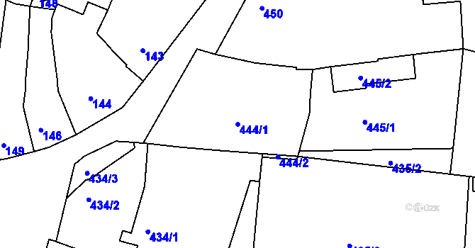 Parcela st. 444/1 v KÚ Sivice, Katastrální mapa