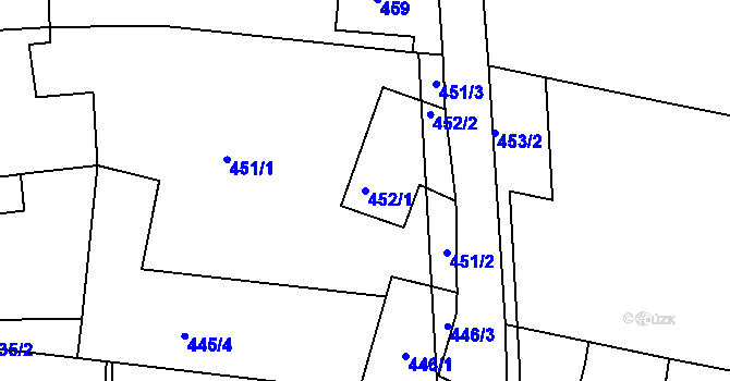 Parcela st. 452/1 v KÚ Sivice, Katastrální mapa