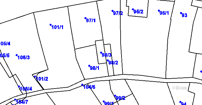 Parcela st. 98/3 v KÚ Sivice, Katastrální mapa