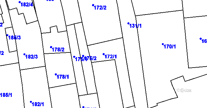 Parcela st. 172/1 v KÚ Sivice, Katastrální mapa