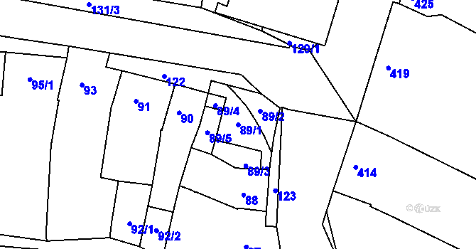 Parcela st. 89/1 v KÚ Sivice, Katastrální mapa