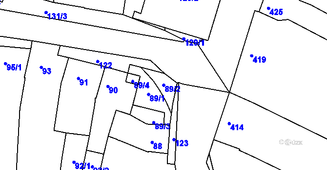 Parcela st. 89/2 v KÚ Sivice, Katastrální mapa