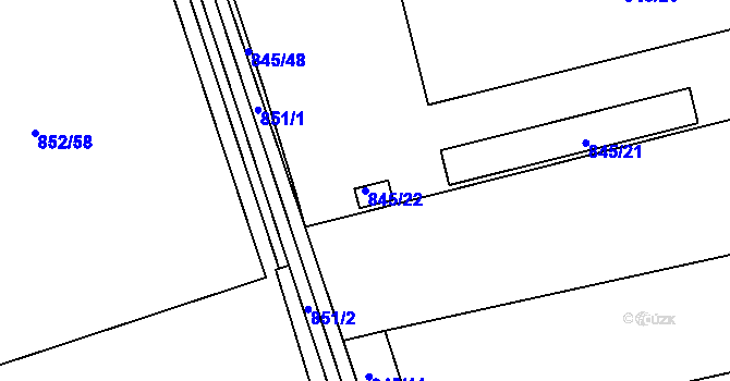 Parcela st. 845/22 v KÚ Sivice, Katastrální mapa