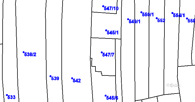 Parcela st. 545/7 v KÚ Sivice, Katastrální mapa