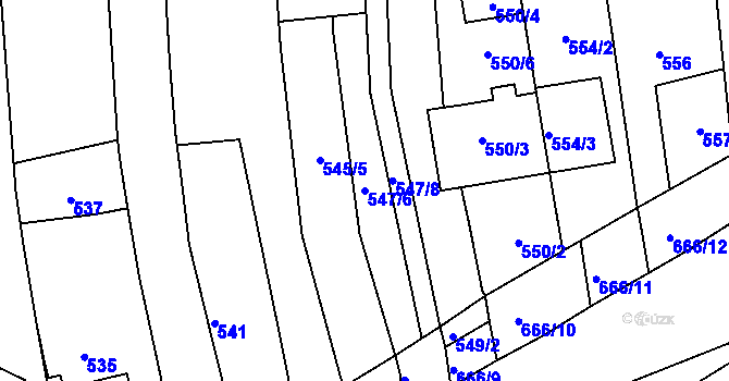 Parcela st. 547/6 v KÚ Sivice, Katastrální mapa
