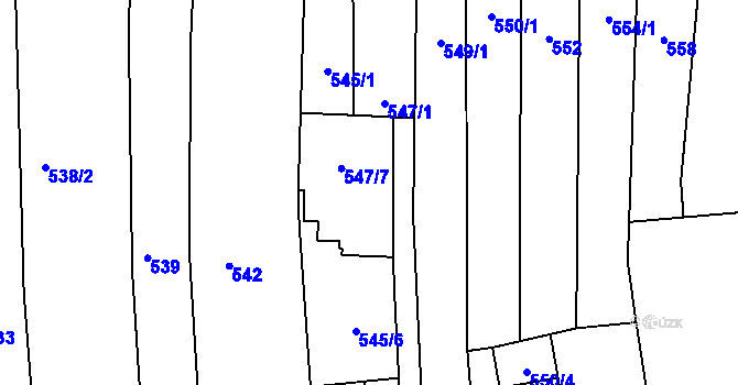 Parcela st. 547/7 v KÚ Sivice, Katastrální mapa