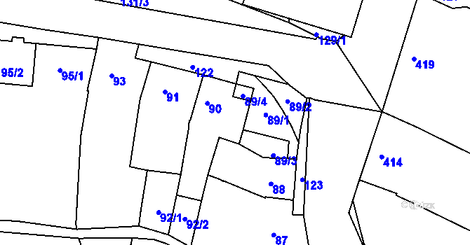 Parcela st. 89/5 v KÚ Sivice, Katastrální mapa