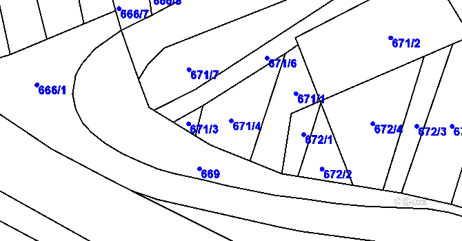Parcela st. 671/4 v KÚ Sivice, Katastrální mapa