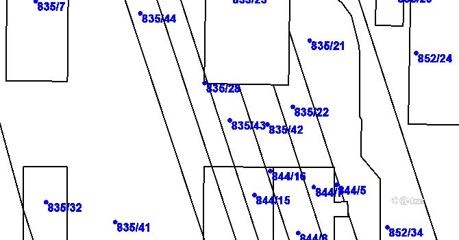 Parcela st. 835/43 v KÚ Sivice, Katastrální mapa