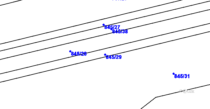 Parcela st. 845/29 v KÚ Sivice, Katastrální mapa