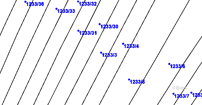Parcela st. 1233/3 v KÚ Sivice, Katastrální mapa