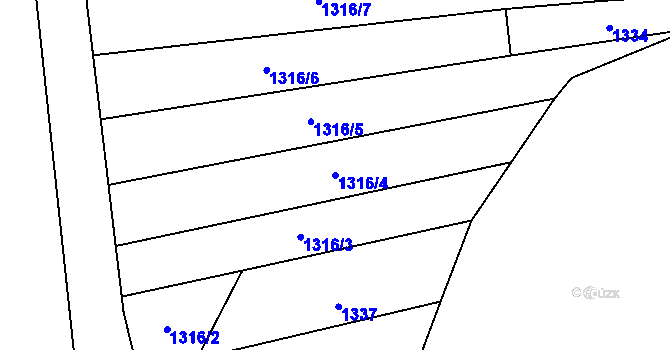 Parcela st. 1316/4 v KÚ Sivice, Katastrální mapa