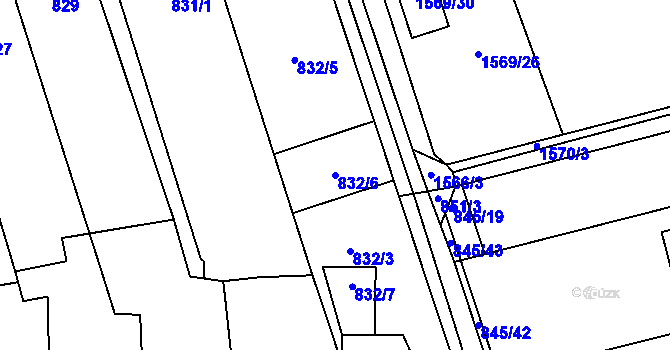 Parcela st. 832/6 v KÚ Sivice, Katastrální mapa