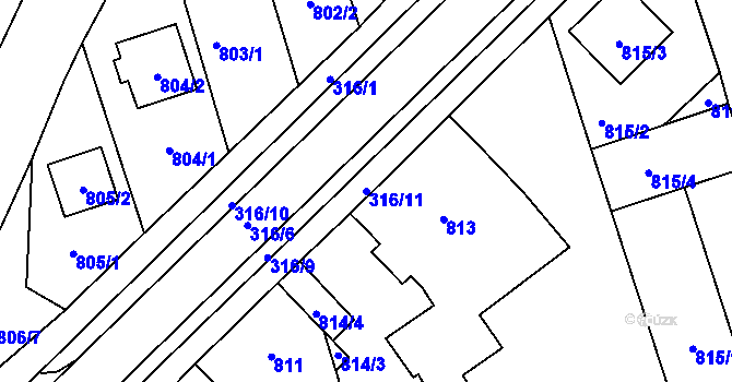 Parcela st. 316/11 v KÚ Sivice, Katastrální mapa