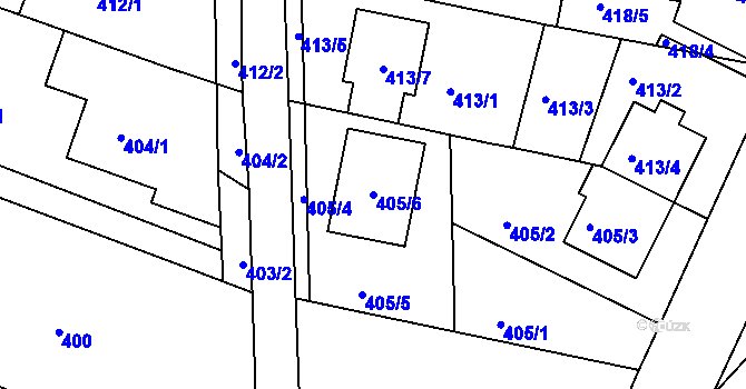 Parcela st. 405/6 v KÚ Sivice, Katastrální mapa