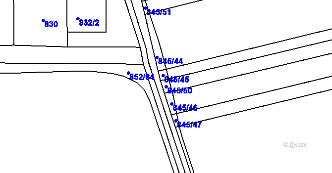 Parcela st. 845/50 v KÚ Sivice, Katastrální mapa