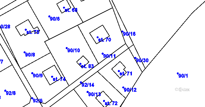 Parcela st. 90/11 v KÚ Skála u Havlíčkova Brodu, Katastrální mapa