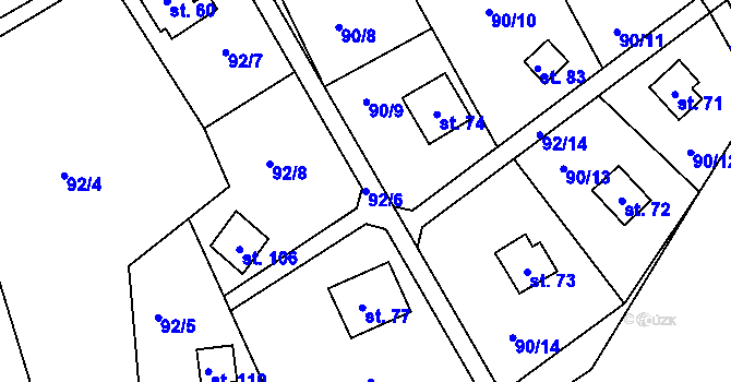 Parcela st. 92/6 v KÚ Skála u Havlíčkova Brodu, Katastrální mapa