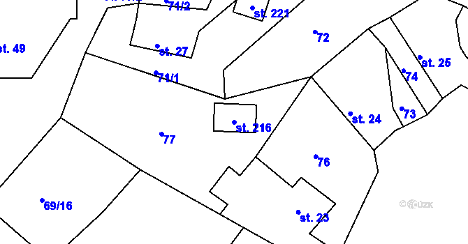 Parcela st. 216 v KÚ Skála u Havlíčkova Brodu, Katastrální mapa