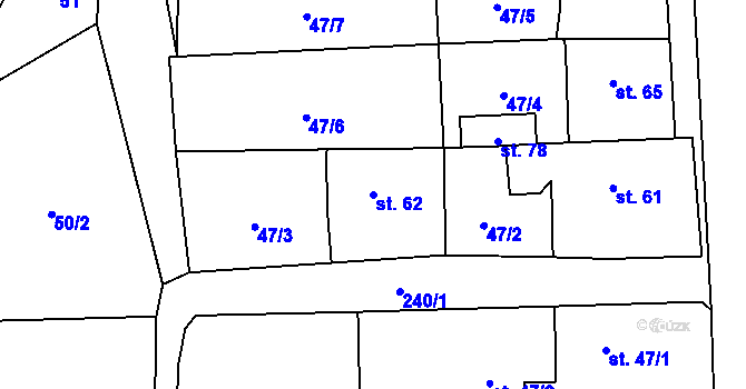 Parcela st. 62 v KÚ Skála u Chrasti, Katastrální mapa