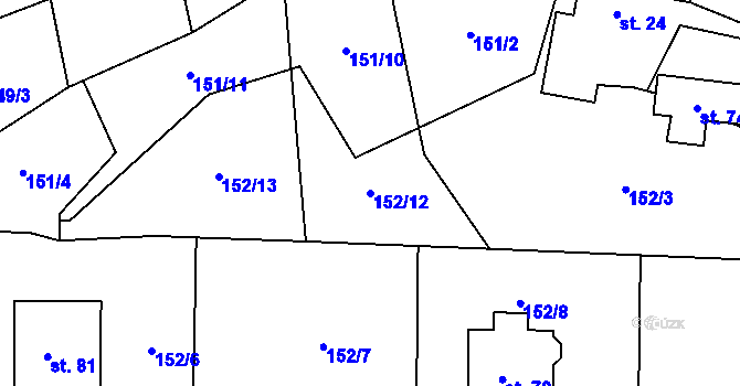 Parcela st. 152/12 v KÚ Skalice u Dobříše, Katastrální mapa
