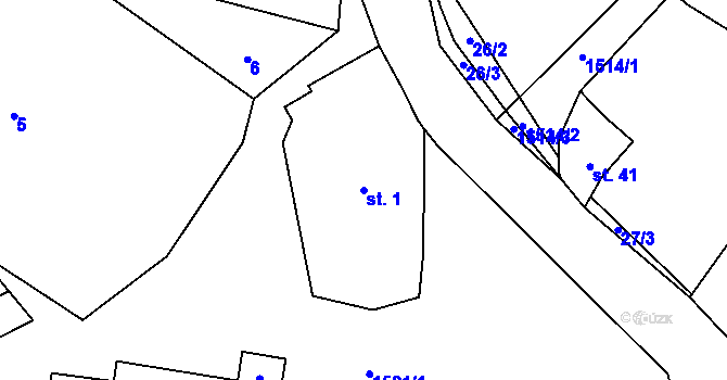 Parcela st. 1 v KÚ Rybova Lhota, Katastrální mapa