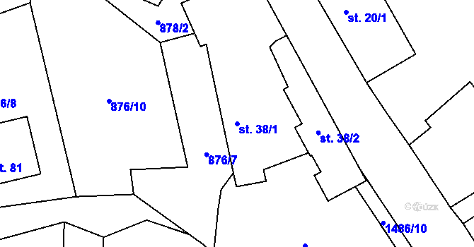 Parcela st. 38/1 v KÚ Rybova Lhota, Katastrální mapa