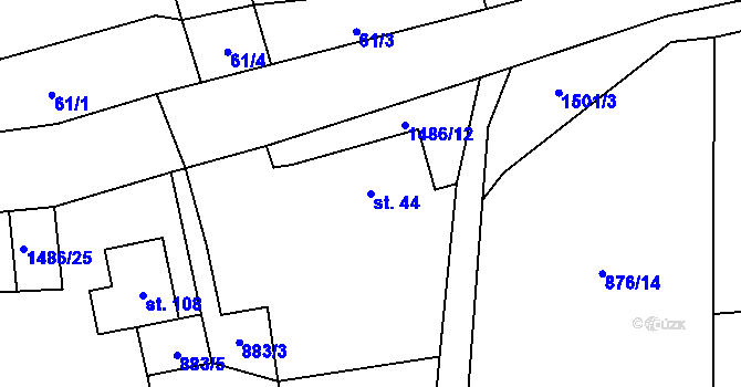 Parcela st. 44 v KÚ Rybova Lhota, Katastrální mapa