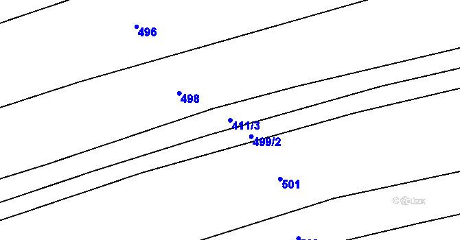 Parcela st. 411/3 v KÚ Rybova Lhota, Katastrální mapa