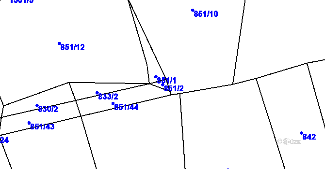 Parcela st. 851/2 v KÚ Rybova Lhota, Katastrální mapa